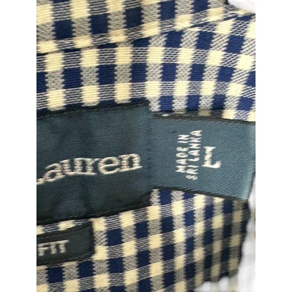 Ralph Lauren Blue Check Classic Fit Long Sleeve Button Down Shirt Men's Large - Picture 7 of 7